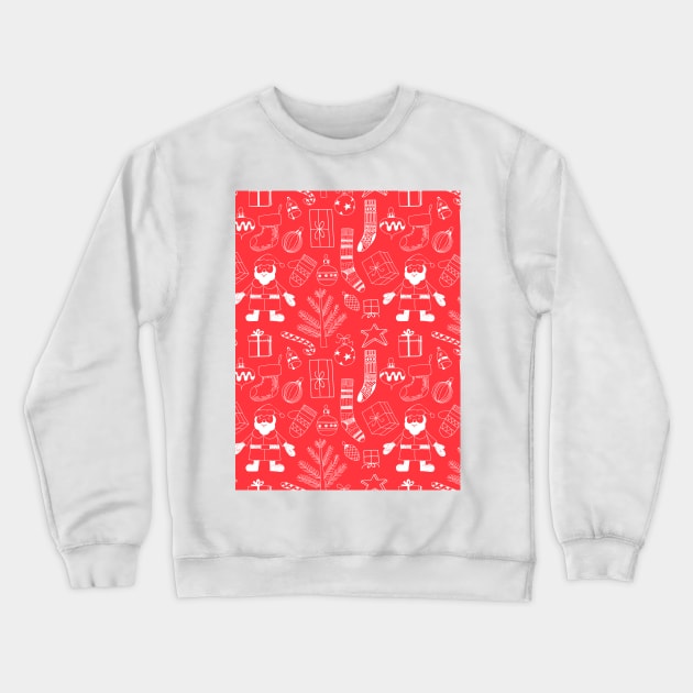 Doodle Christmas pattern red Crewneck Sweatshirt by katerinamk